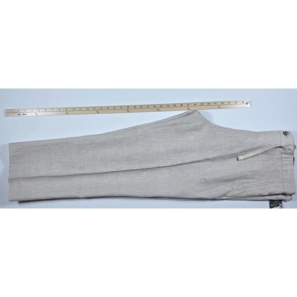 Tasso Elba Island Mens 34x30 Natural Linen Drawstring Straight Leg Pants NEW